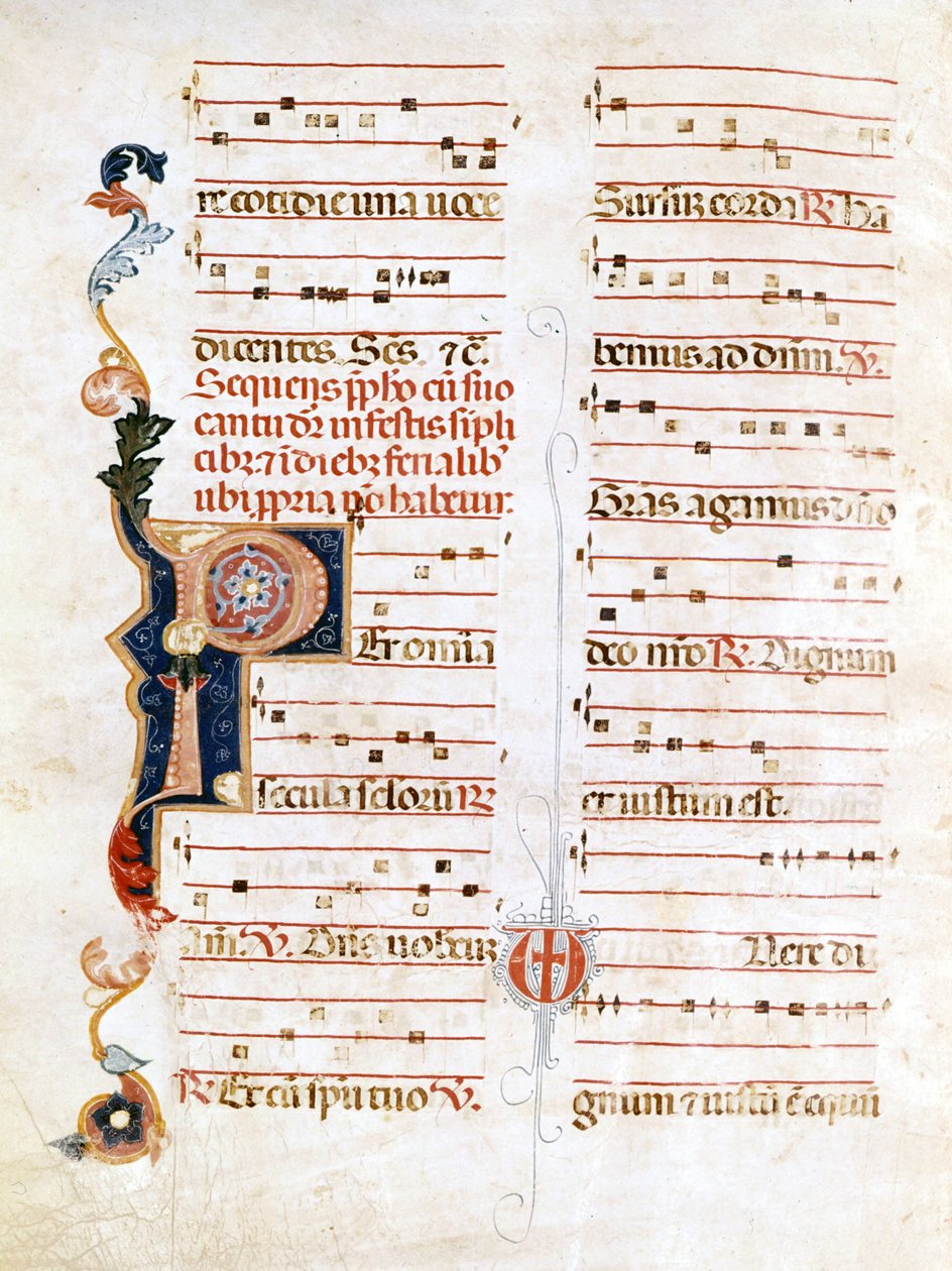 Sursum Corda, příklad notace ze 14. století („P“). od Unknown artist