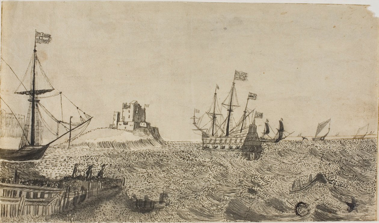 Švédské lodě u pobřeží od Unknown artist