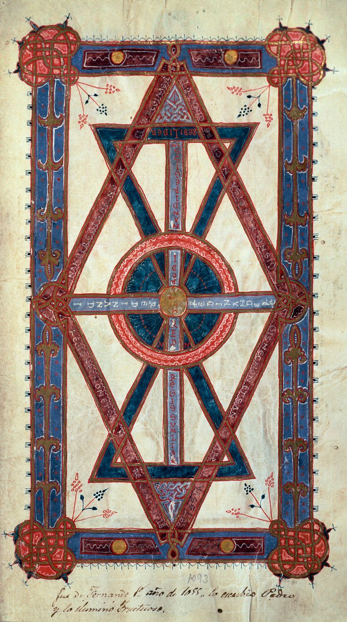 Symbolické znázornění Krista: „Jsem Alfa a Omega, první a poslední“ Stránka převzata z „“ Knihy hodin Ferdinanda I. (Fernando I de Leon y Castilla od Unknown artist