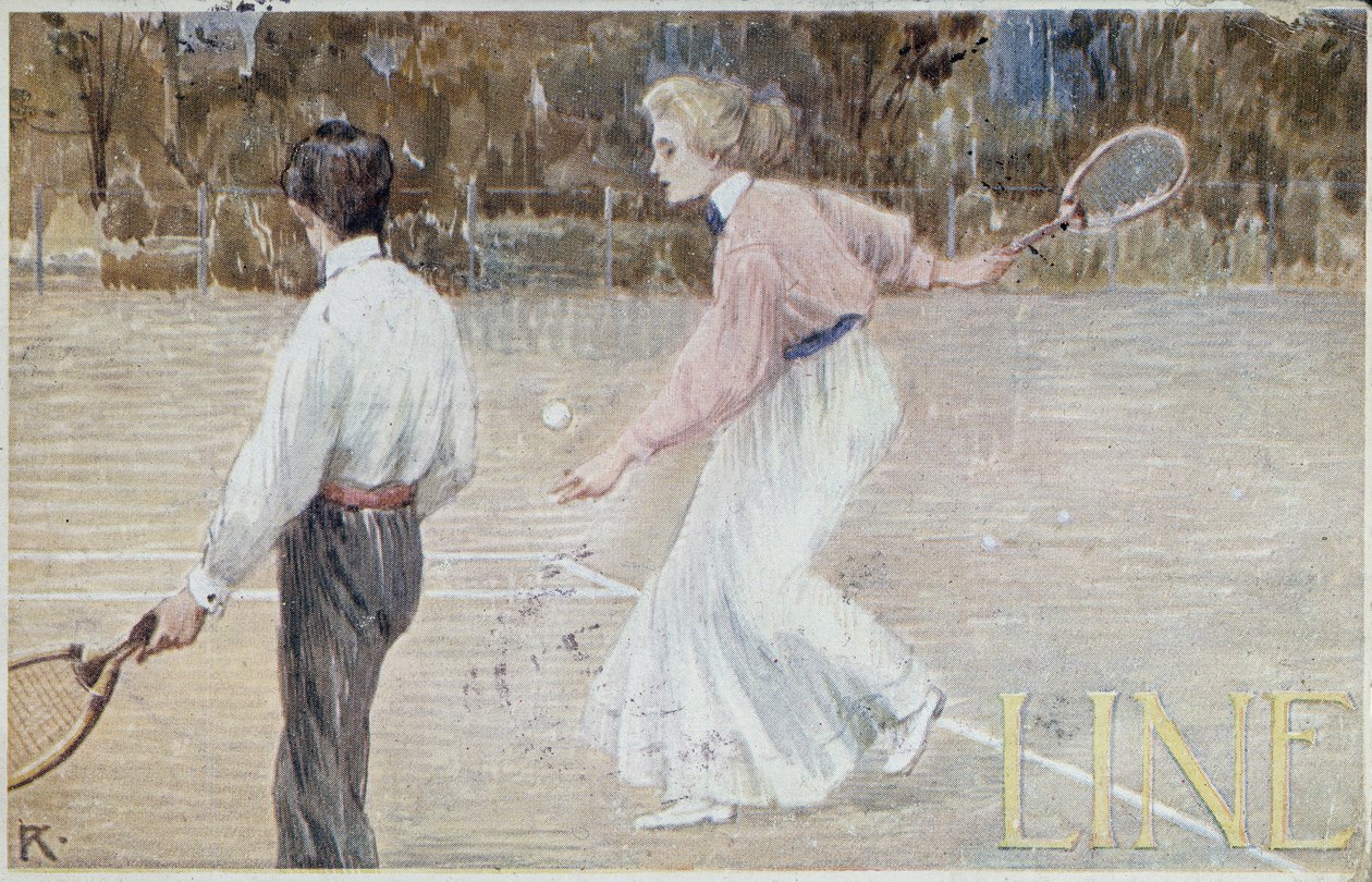 Tenisté - pohlednice, cca 1890 od Unknown artist