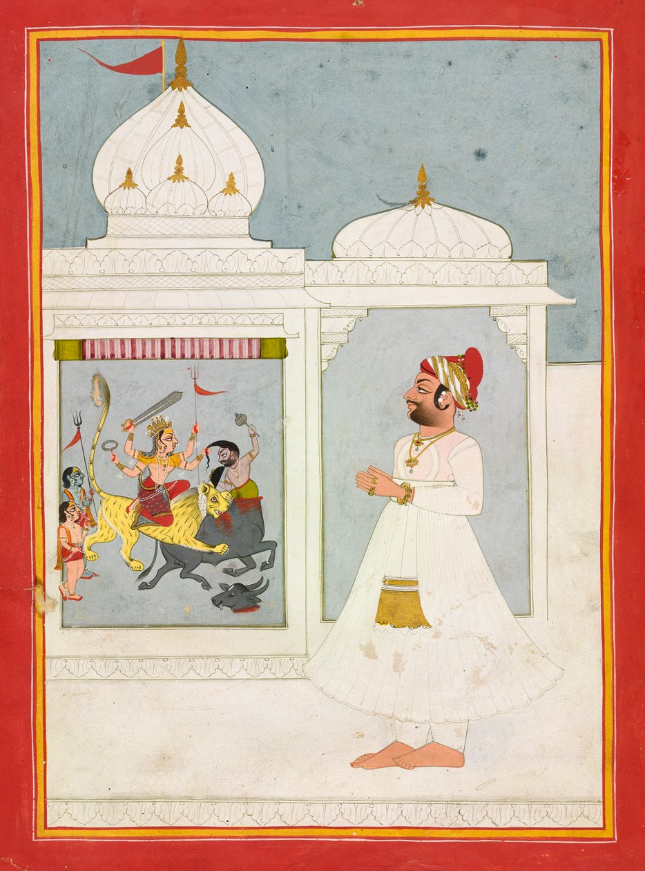 Thakur Ajit Singh uctívá bohyni od Unknown artist