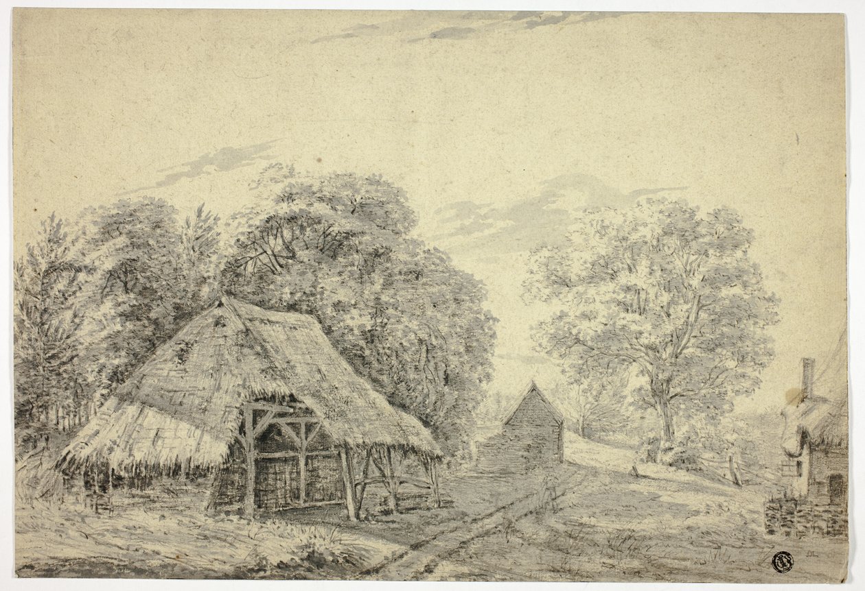 Došková kůlna na farmě od Unknown artist
