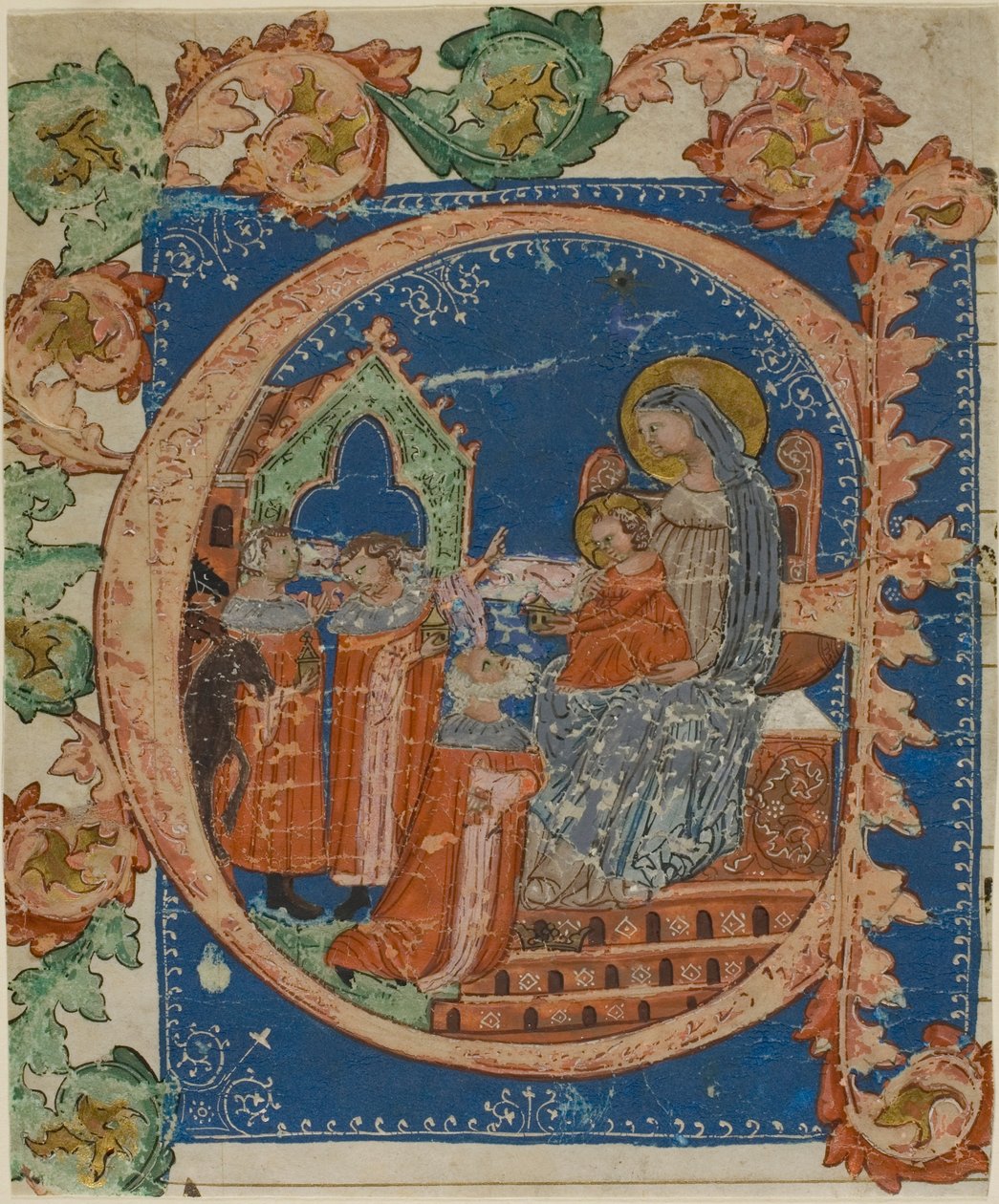Klanění mudrců v historizující iniciále "E" ze sborníku od Unknown artist