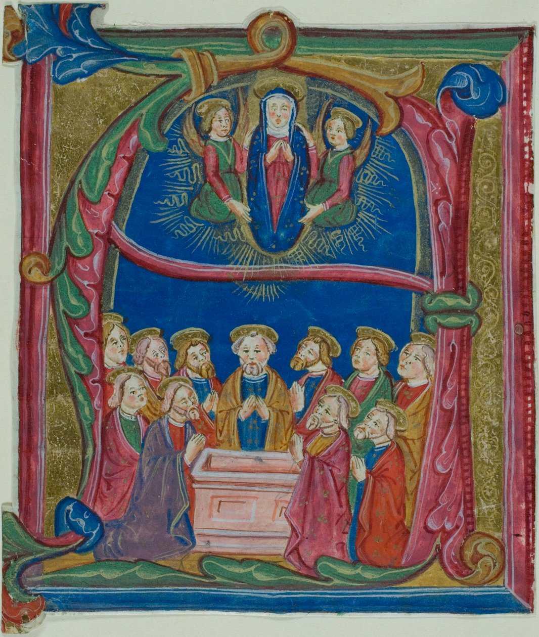 Nanebevzetí Panny Marie v historizující iniciále "A" z antifonáře od Unknown artist