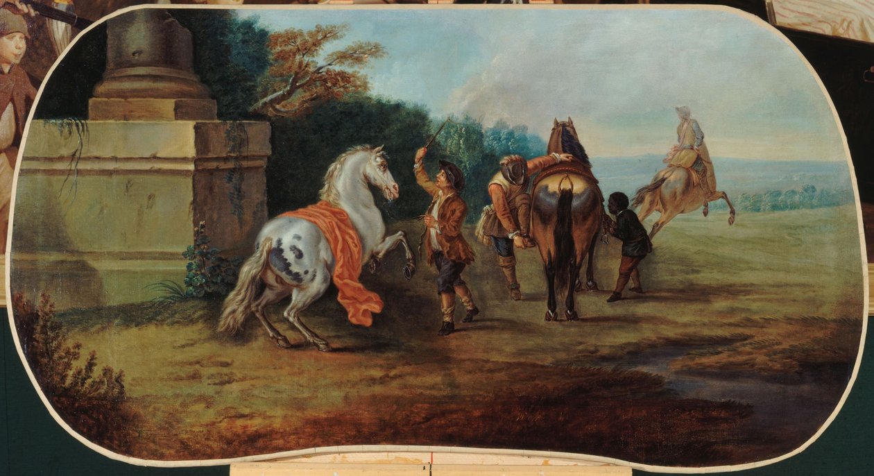 Koupání koní, mezi lety 1701 a 1800 (olej na plátně) od Unknown artist