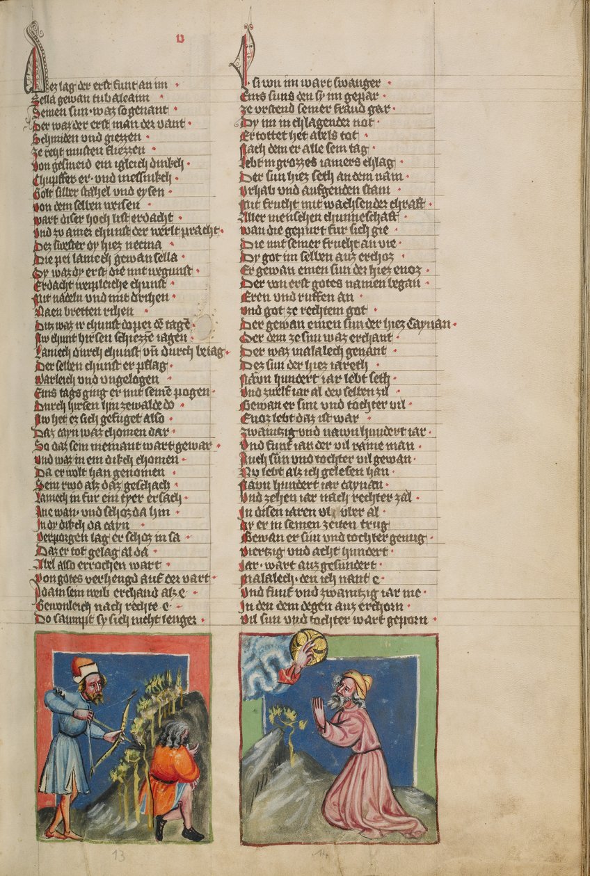 Slepec Lamech zabije Kaina; Henoch před Bohem od Unknown artist