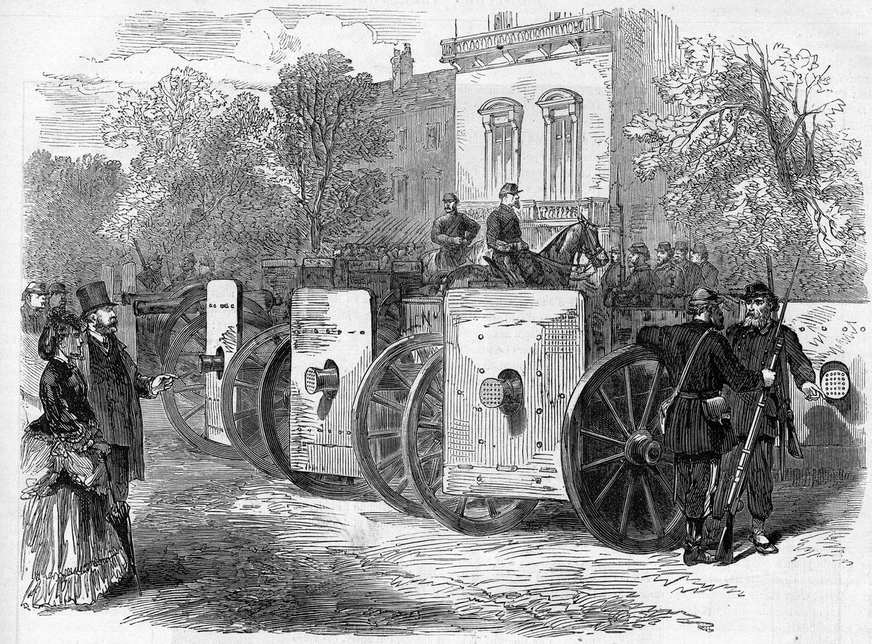 Pařížská komuna v roce 1871. Obrněný kulomet používaný federacemi (komunardy) od Unknown artist