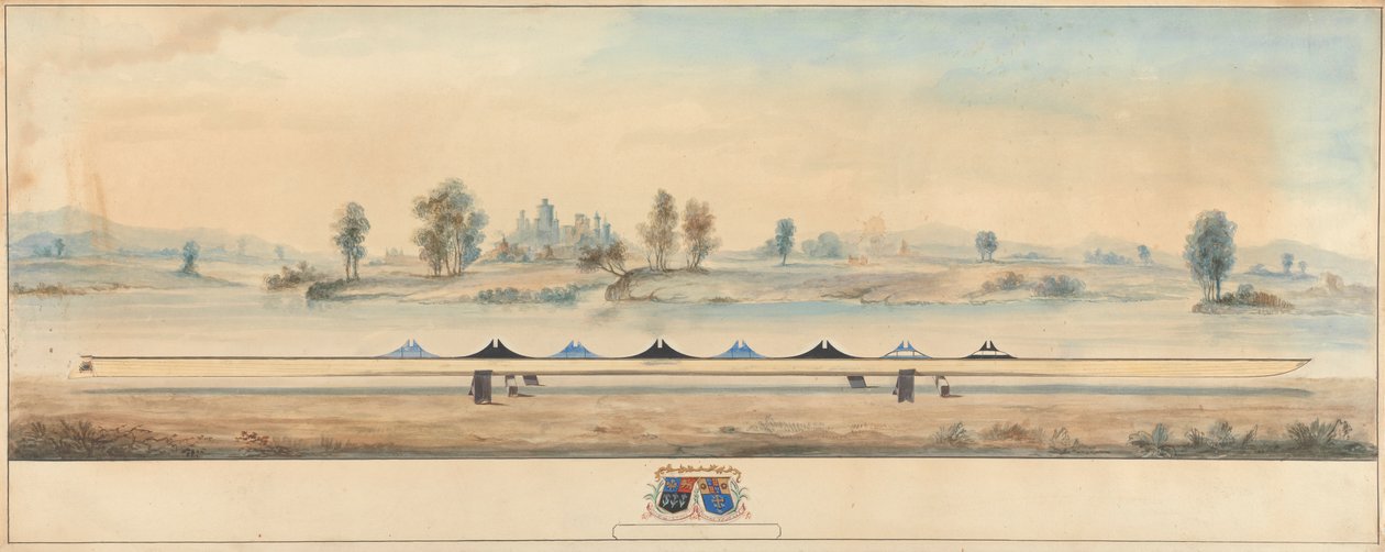 Loď Eton na vlečné cestě Temže: hrad Windsor v pozadí od Unknown artist