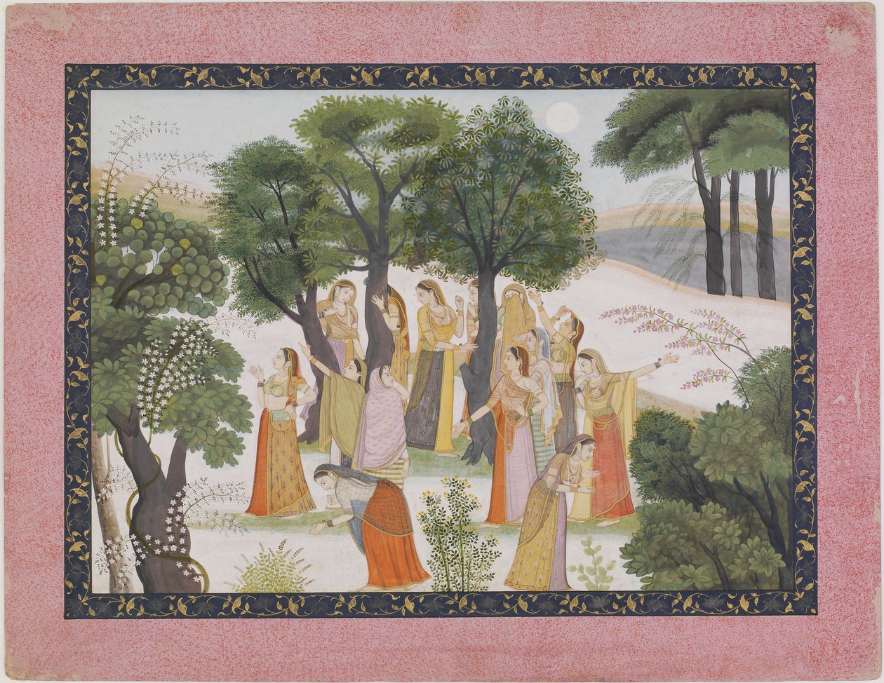 Gópí hledají Krišnu z <em>Bhágavata Purány</em> od Unknown artist