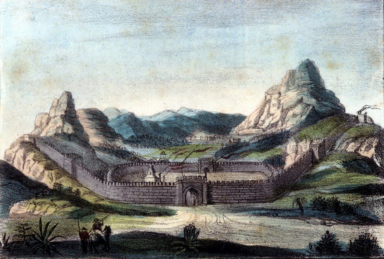 Velká čínská zeď. 19. století rytina. od Unknown artist
