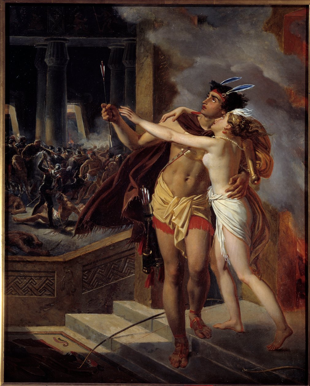 Inkové neboli zničení říše Perou Inků zničených v 16. století španělskými dobyvateli. Ilustrace podle románu „Inkové“ od filozofa Jeana Francoise Marmontela. Obraz anonymní školy. 18. století. La Rochel od Unknown artist