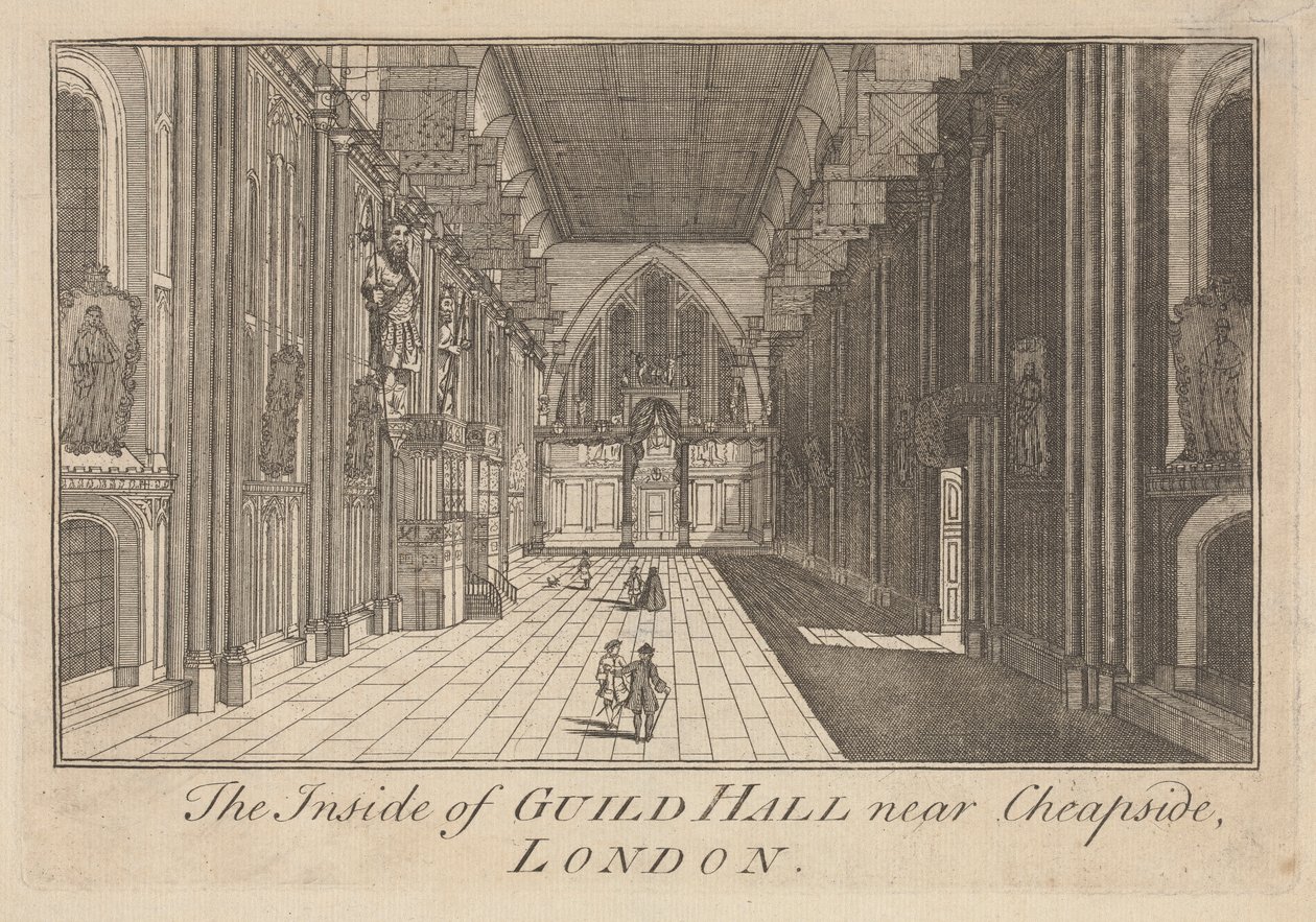 Uvnitř Guild Hall poblíž Cheapside, Londýn od Unknown artist