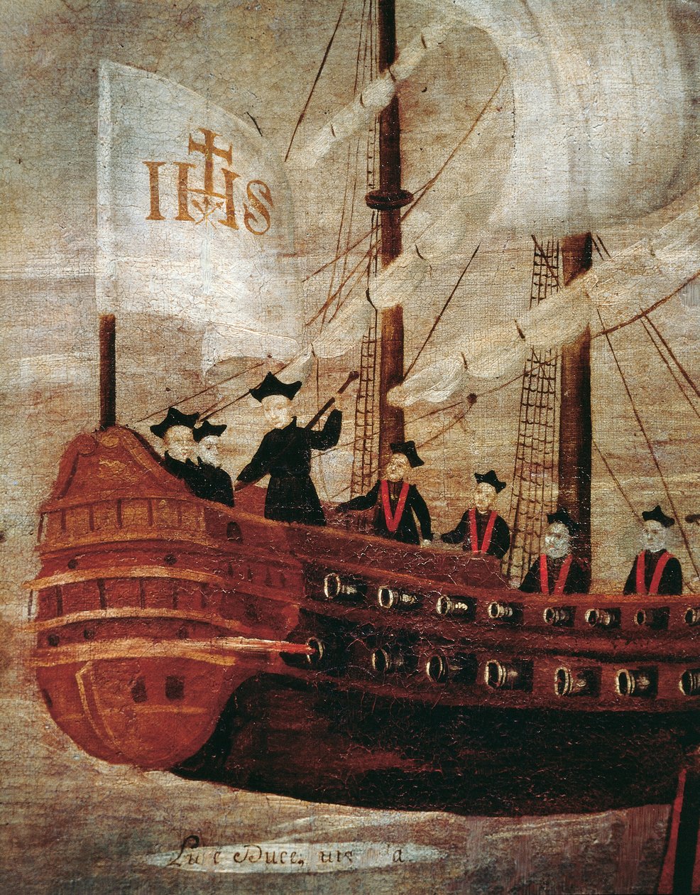 Jezuité připlouvají na lodi k pobřeží Nové Granady. od Unknown artist