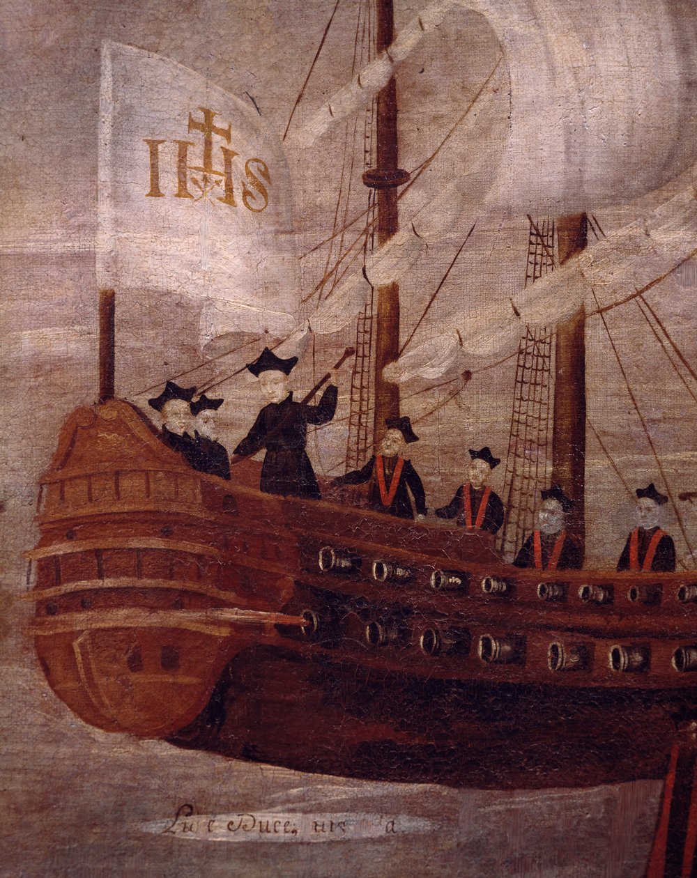 Jezuité připlouvají na lodi k pobřeží Nové Granady. od Unknown artist