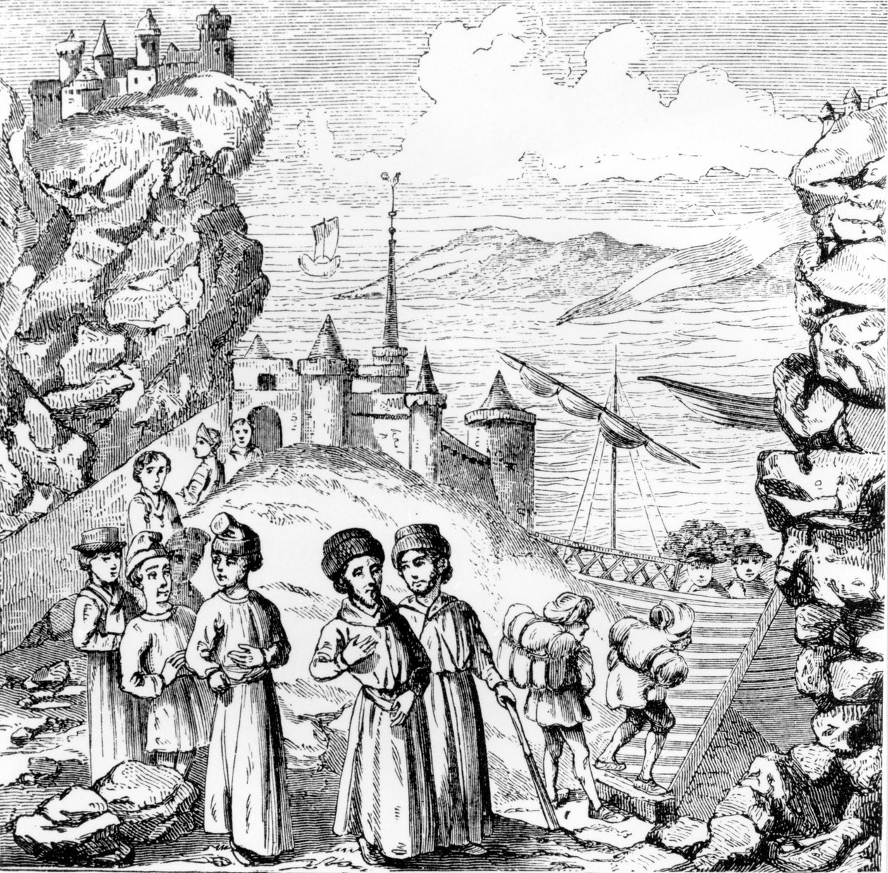 Židé lovili ze Španělska. Reprodukce rytiny z počátku 17. století. od Unknown artist