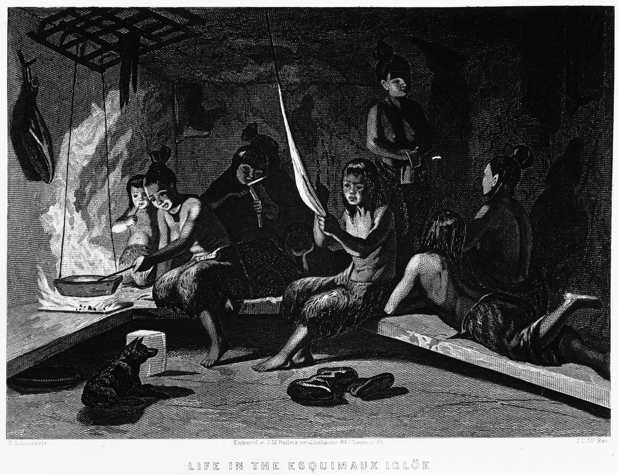 Život Eskymáků v iglú - Elisha Kent Kane, Artic Exploration v letech 1853 - 1855, Philadelphia, Childs a Peterson od Unknown artist