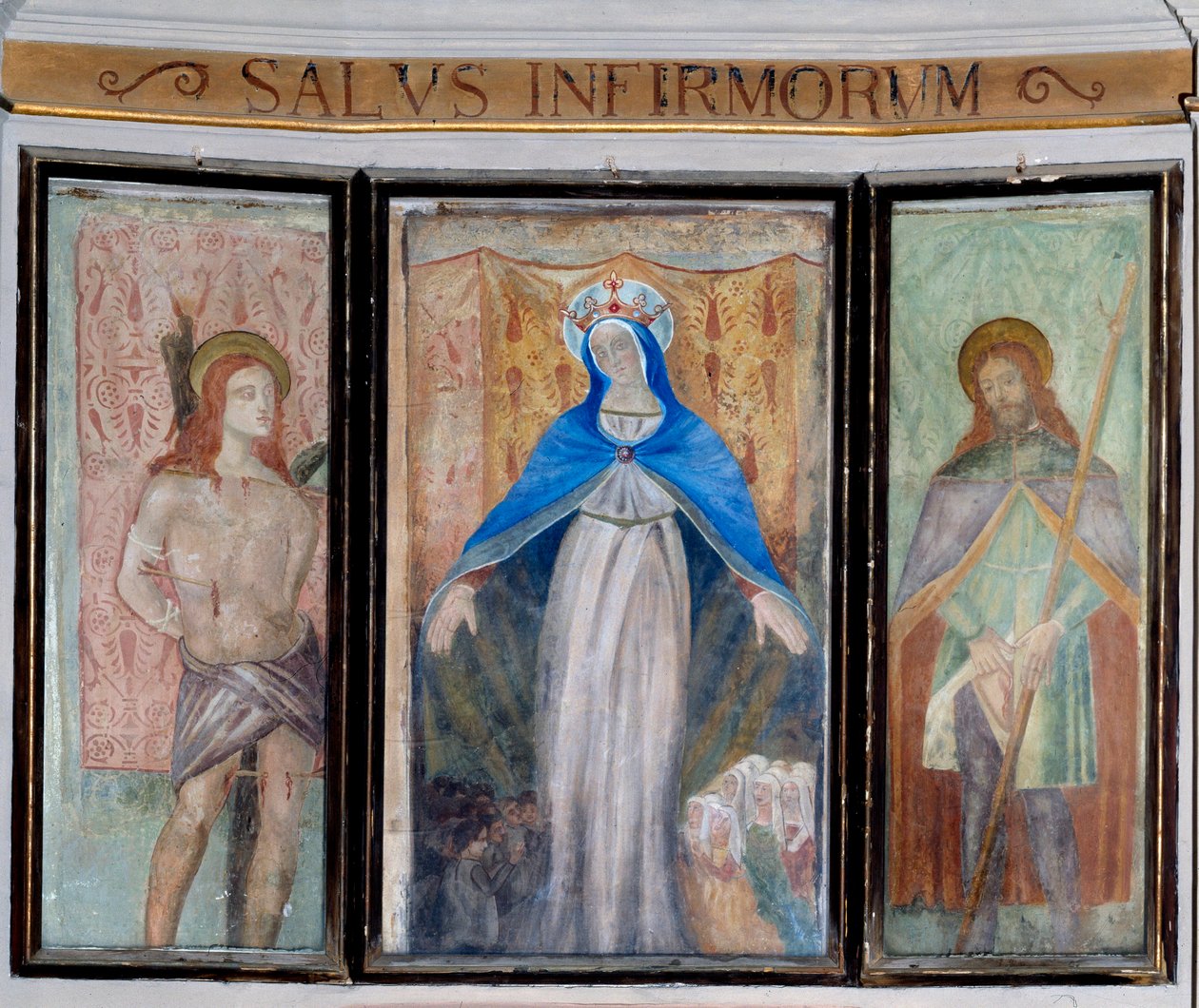 Madona, svatý Sebastian a svatý Roch (freska od Unknown artist