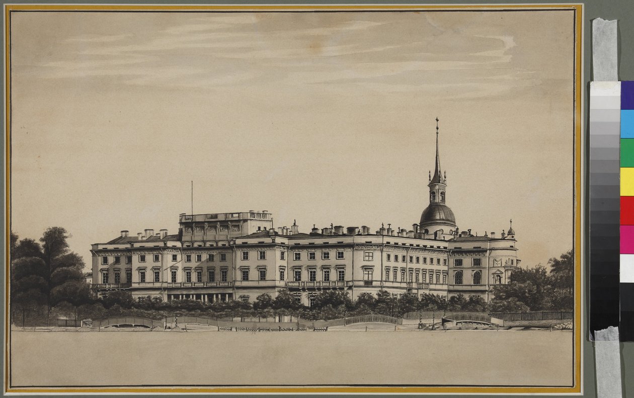 Michael Palace v Petrohradě - Anonymní. Pero, štětec, inkoust na papíře od Unknown artist