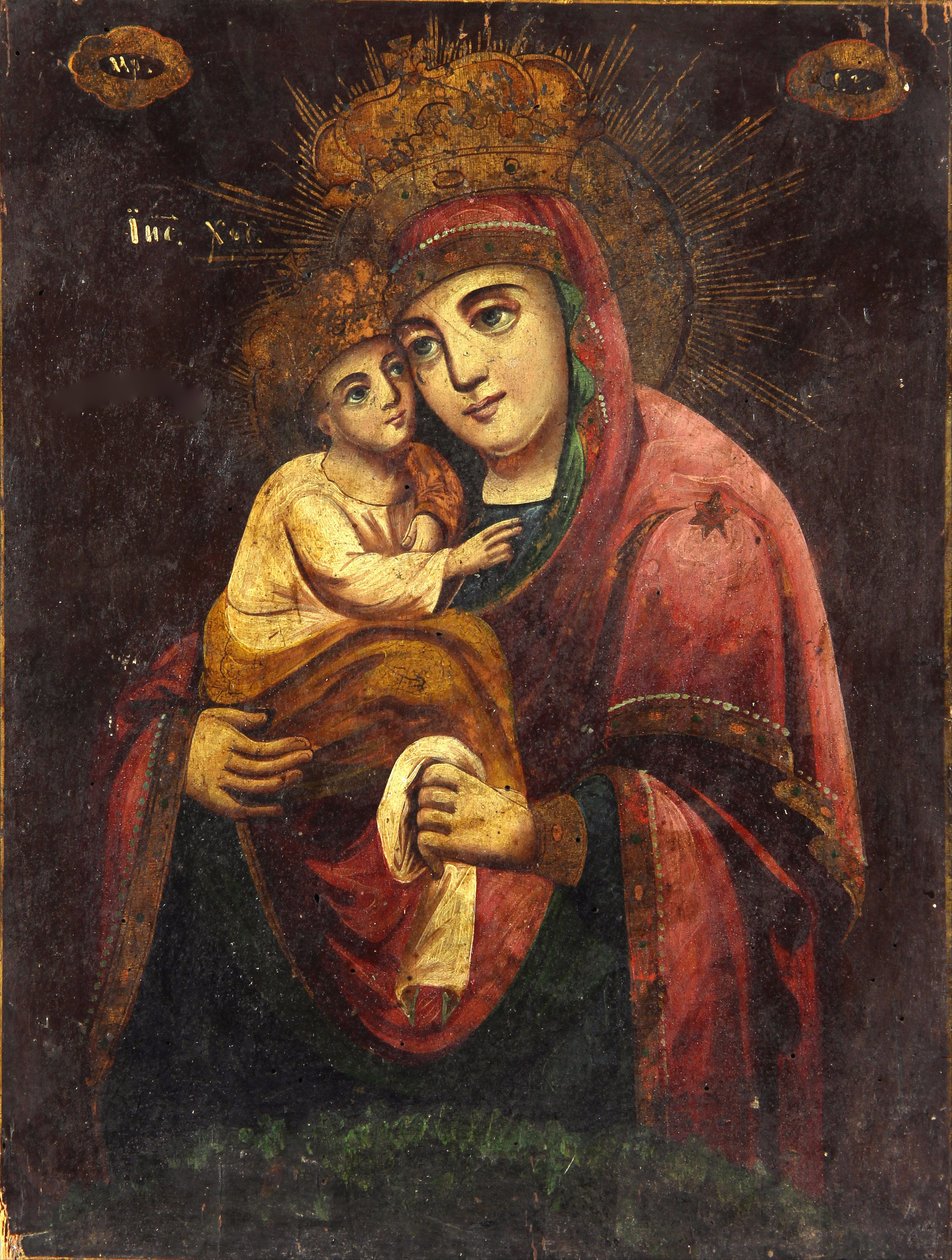 Matka Boží Panna Maria z Pochajiv - Anonym - c. 1850 - Tempera na panelu - 40,2x30,5 - Muzeum Ivana Honchara Kyjev od Unknown artist