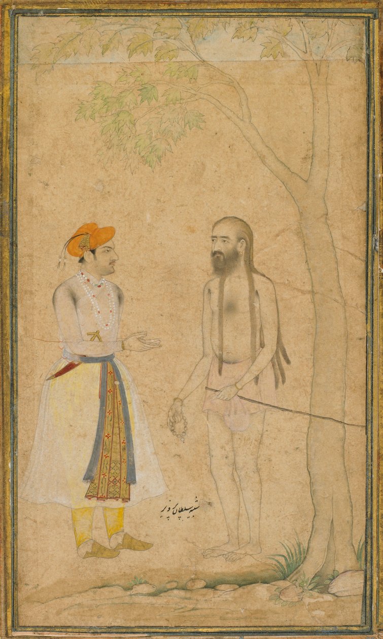 Mughalský princ Parvez a svatý muž od Unknown artist