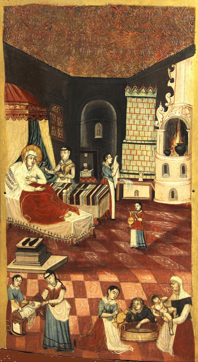 Narození Panny Marie - Anonym - um 1700 - Tempera na panelu - 113,6x65,4 - Muzeum Ivana Honchara Kyjev od Unknown artist