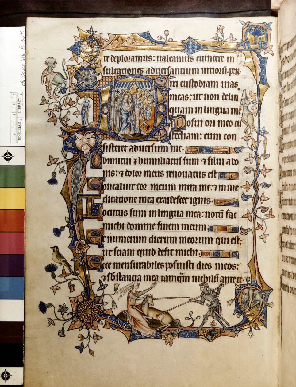 Dub a jednorožec, ilustrace z "Ormesby Psalter od Unknown artist