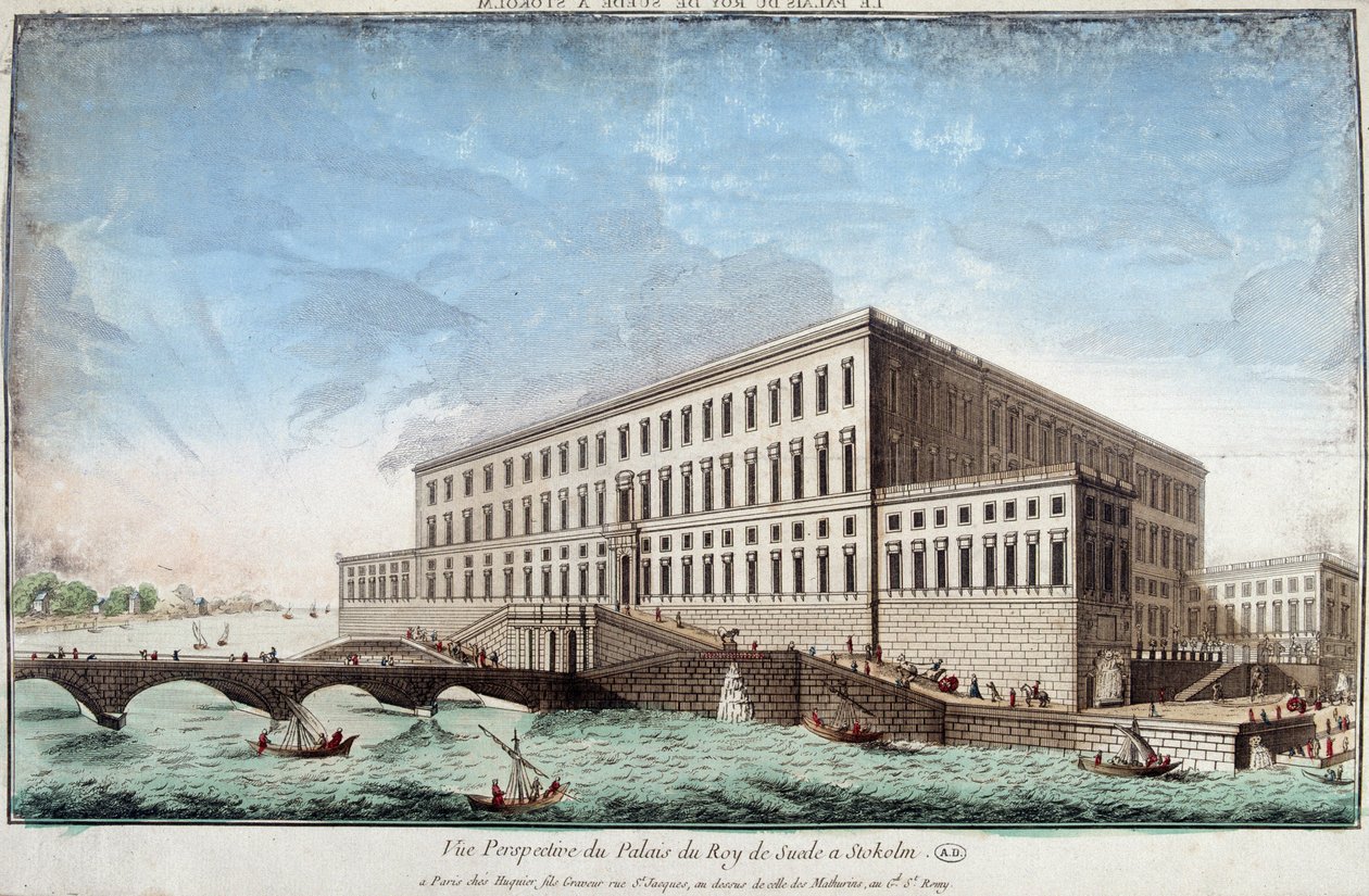 Palác krále Švédska ve Stockholmu - rytina od Unknown artist