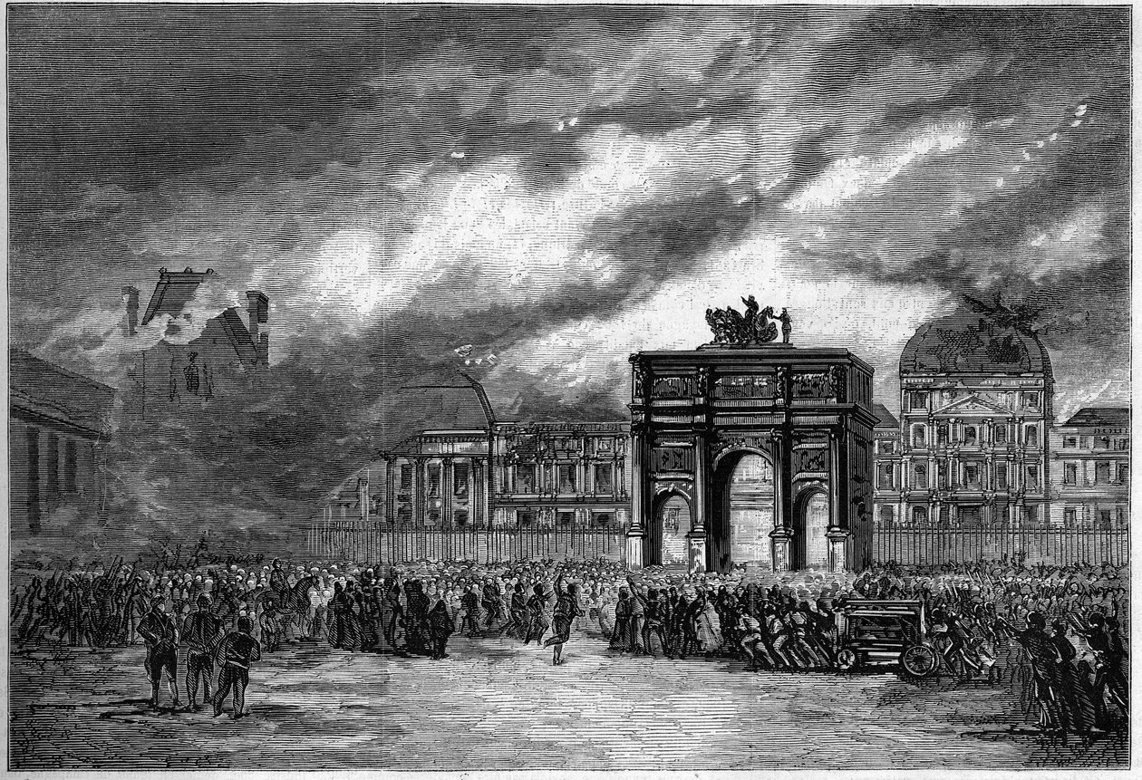 Pařížská komuna v roce 1871. Požár paláce Tuileries během krvavého týdne (22.–28. od Unknown artist