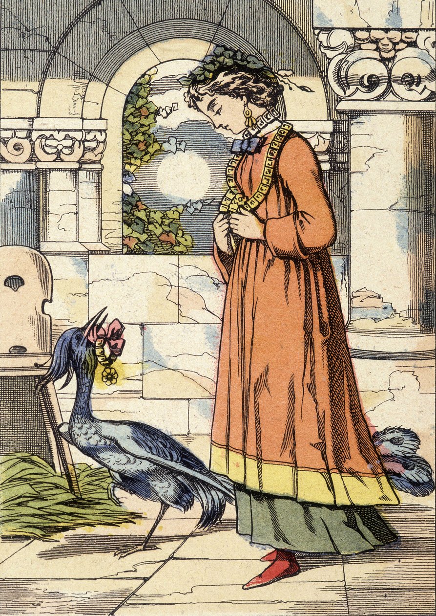 Princezna a modrý ptáček - ilustrace pohádky „Modrý ptáček““ od Unknown artist