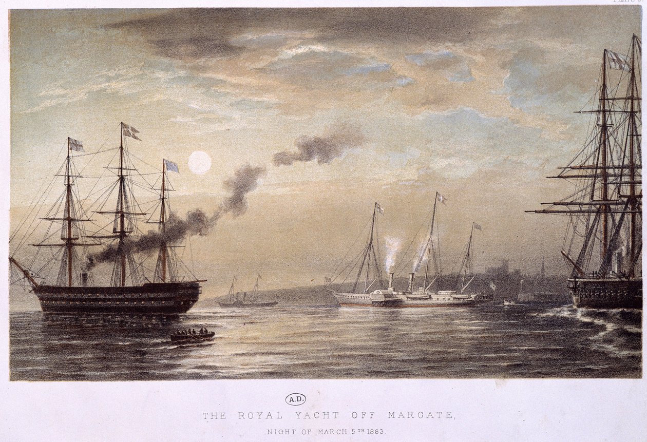 Královská jachta u Margate: Královská jachta Anglie, jedné noci v březnu 1863. od Unknown artist