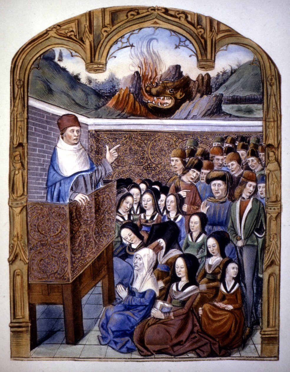 Kázání: 12 nebezpečí pekla. Rukopis 15. století. od Unknown artist