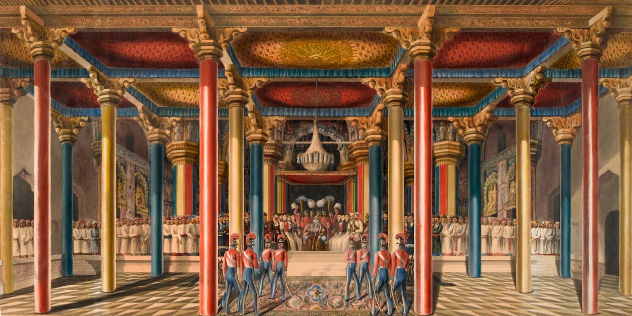 „Tanjore Durbar, poblíž Madras v únoru 1840“ (akvarel) od Unknown artist
