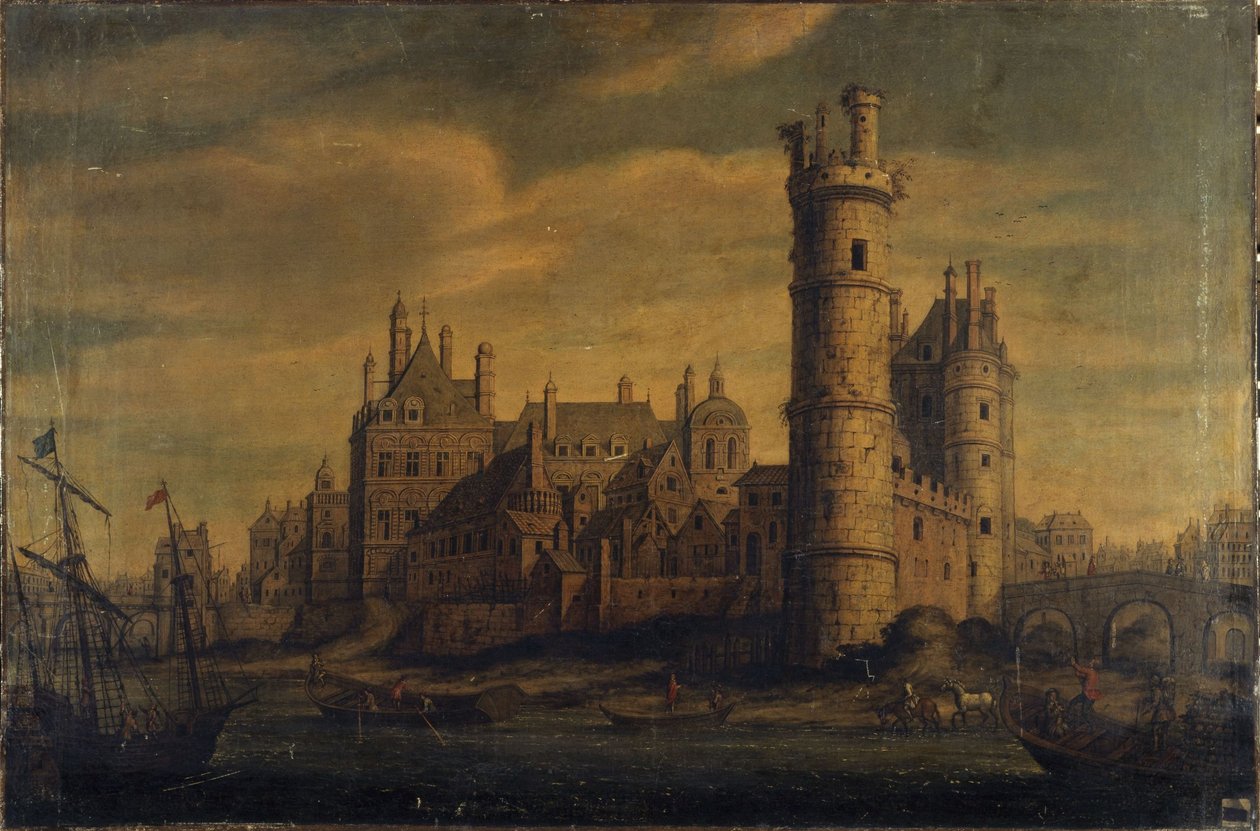Věž a brána v Nesle, Hôtel de Nevers, kolem roku 1650 (olej na plátně) od Unknown artist