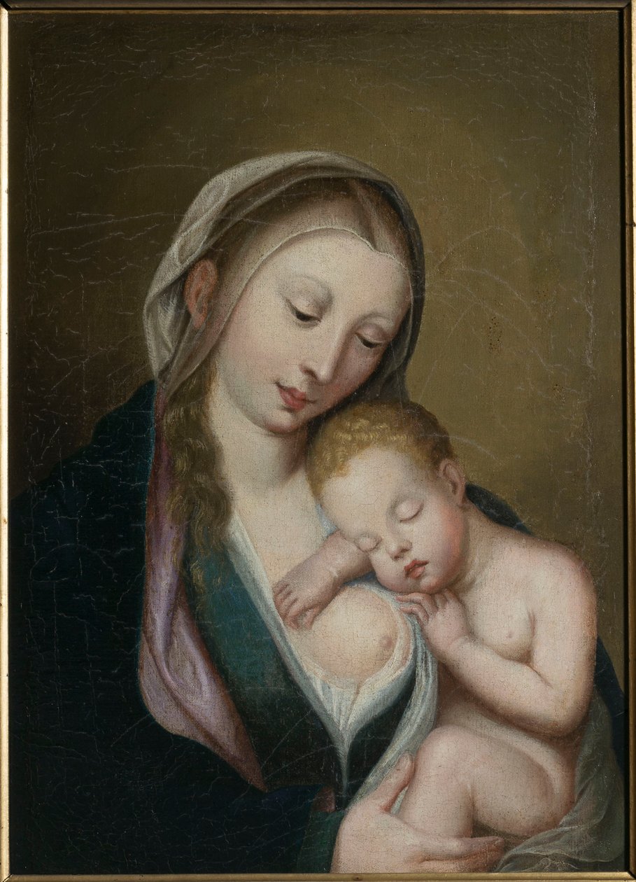 Panna a dítě spí na jejím rameni. 18. století (olej na plátně) od Unknown artist