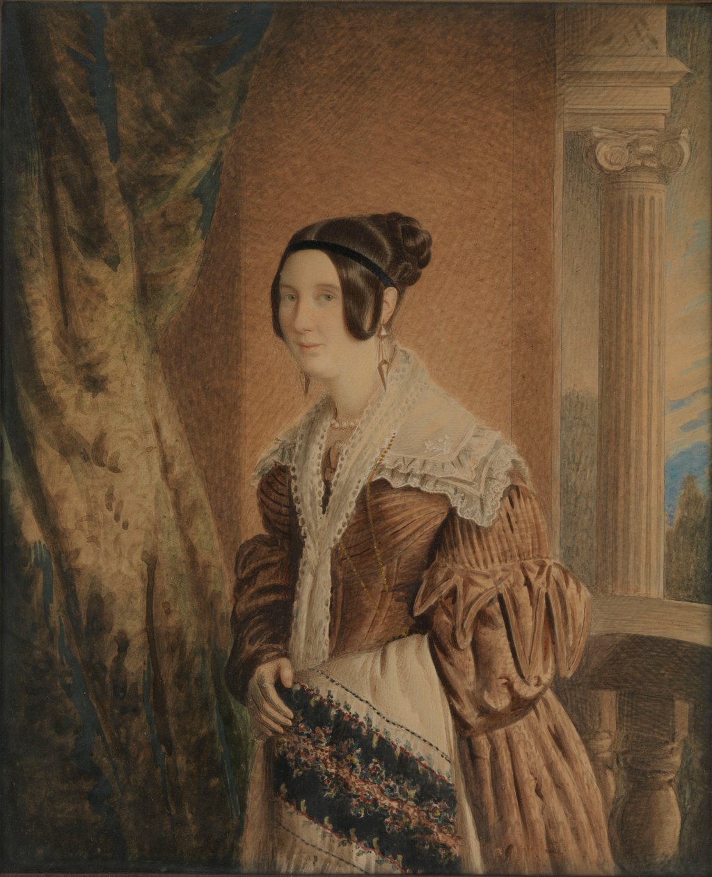 Manželka kapitána Williama Hewetta, asi 1840 (akvarel, dřevo, sklo) od Unknown artist