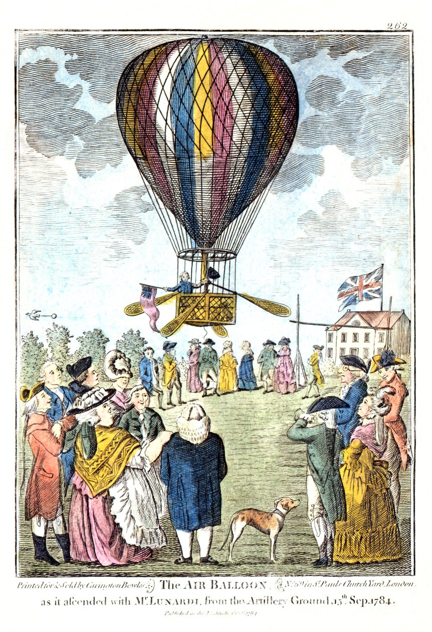 "Vzdušný balon při výstupu s panem Lunardim z dělostřelecké základny, 15. září 1784 od Unknown artist