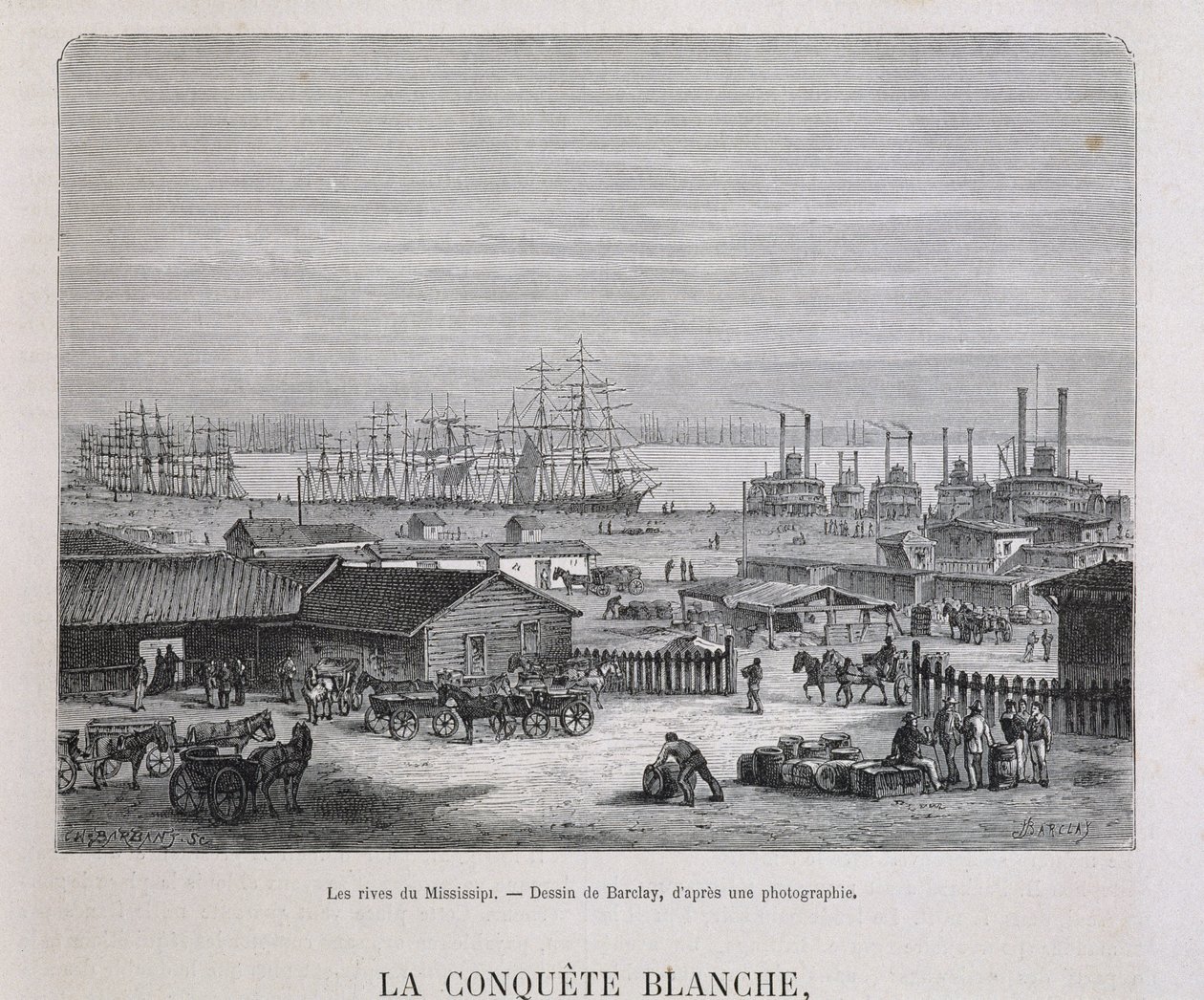 Břehy Mississippi - v „“Le tour du monde“, 2. sem. 1876 od Unknown artist