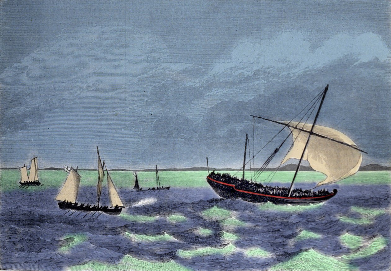 Zajetí dhow (arabský člun) negrier podél madagaskarského pobřeží. od Unknown artist