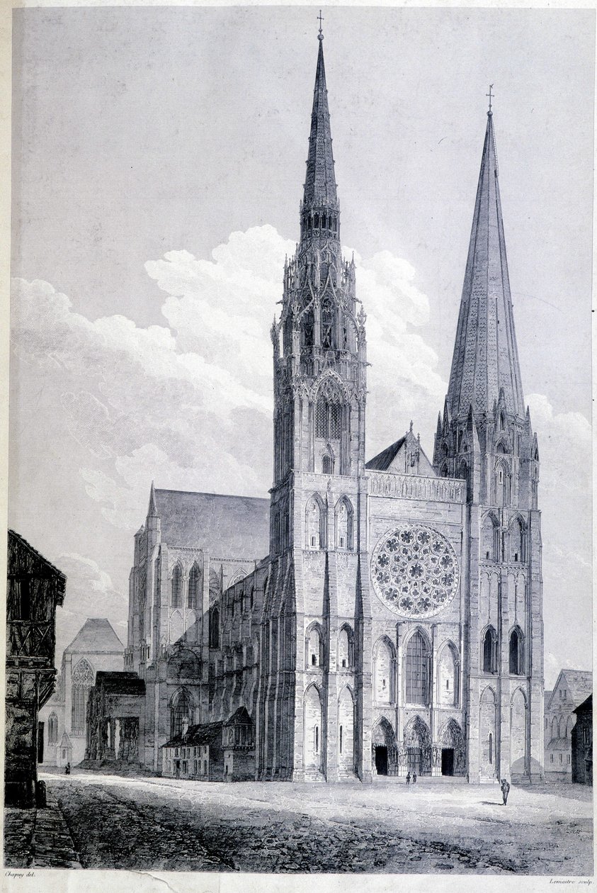 Katedrála v Chartres - rytina od Unknown artist