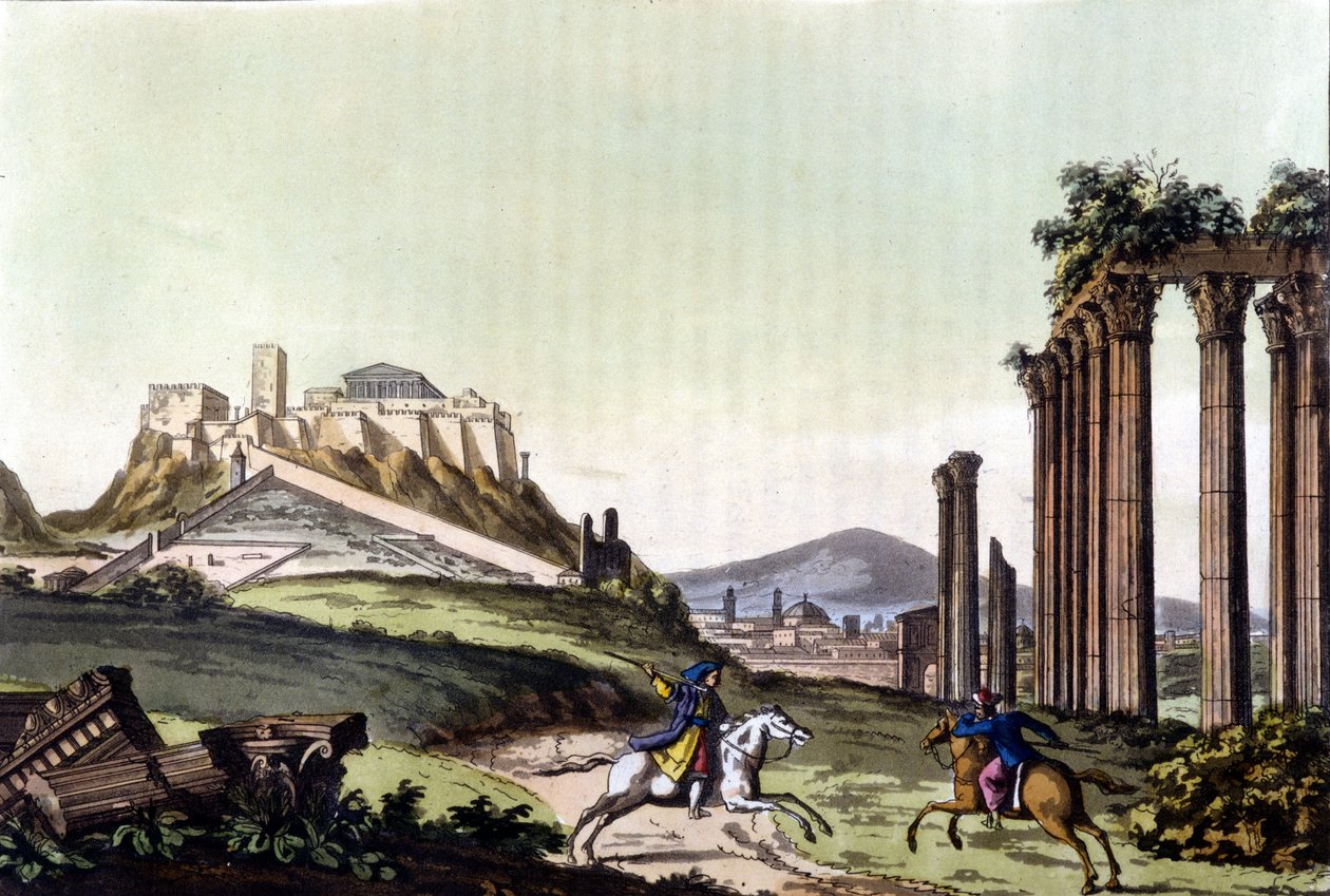 Město Athény v roce 1810. v “Starý a moderní kostým”” od Julese Ferrario, ed. Milán od Unknown artist