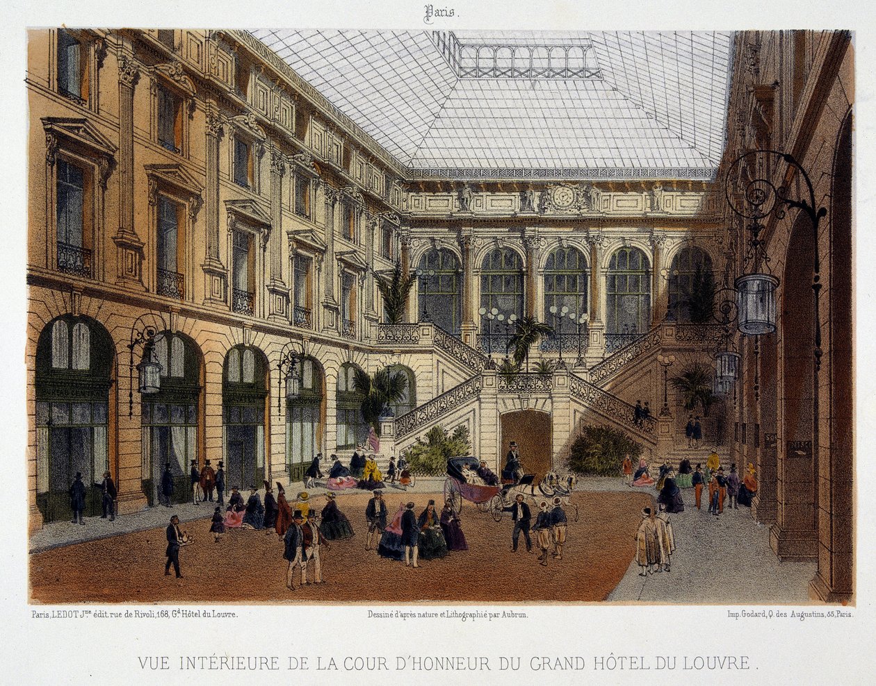 Čestné nádvoří Grand Hôtel du Louvre od Unknown artist