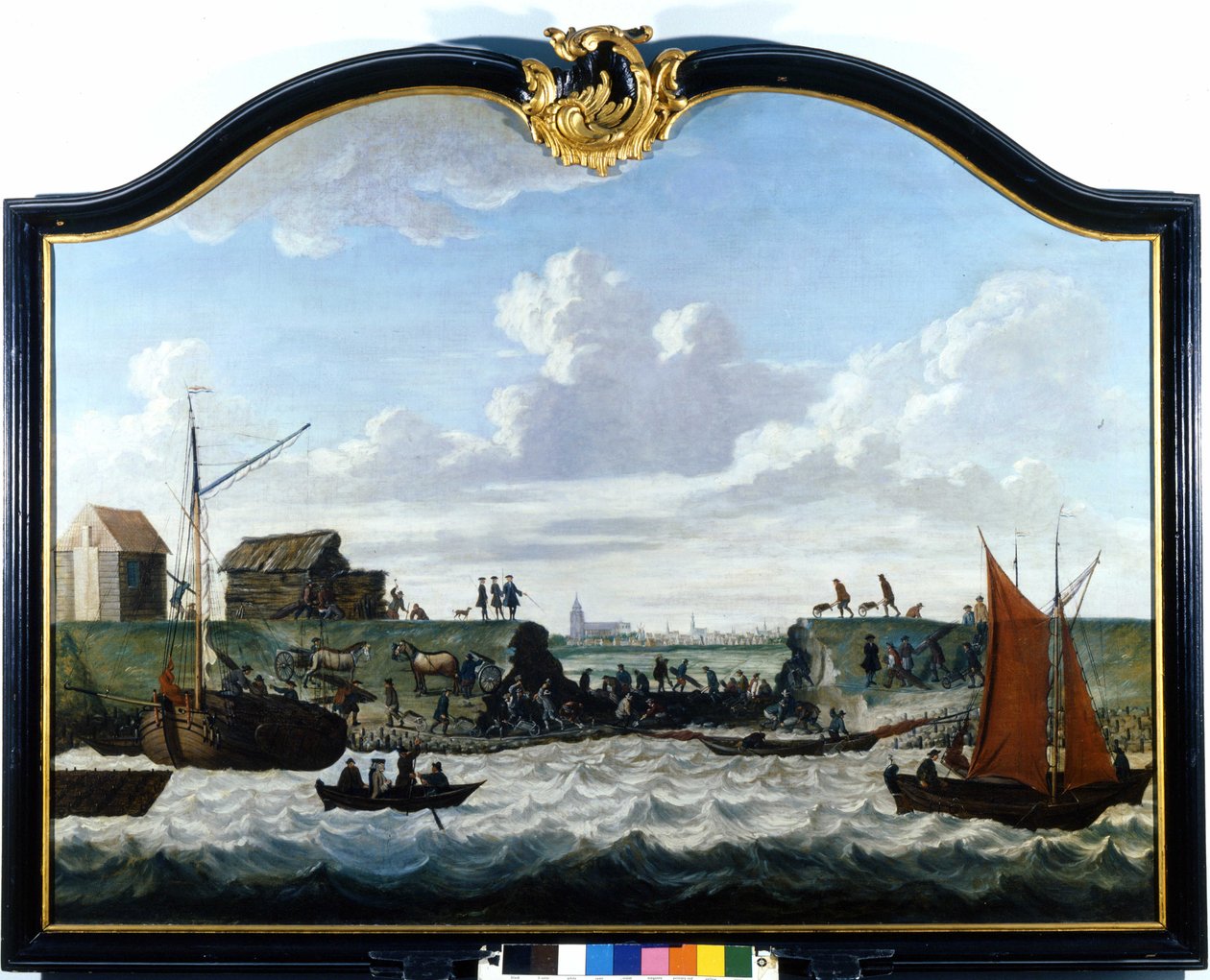 Přehrada Zierikzee. Anonymní obraz 18. století. Zierikzee Wastenday Siloten, Duiveland od Unknown artist