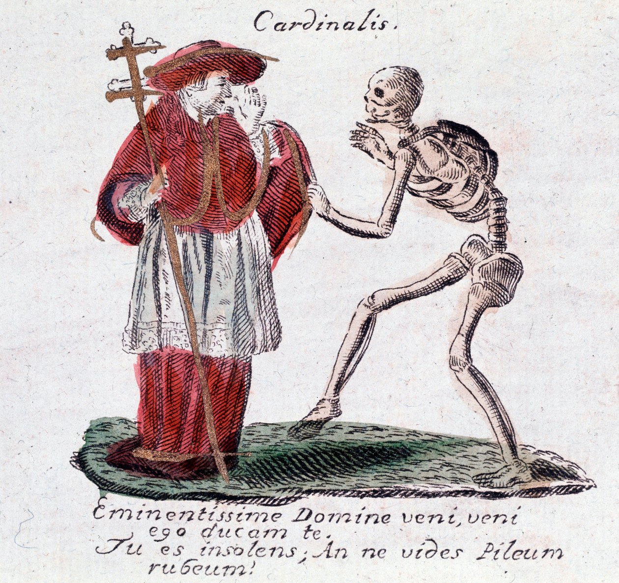 Tanec smrti, kardinál a kostlivec (Tisk) od Unknown artist