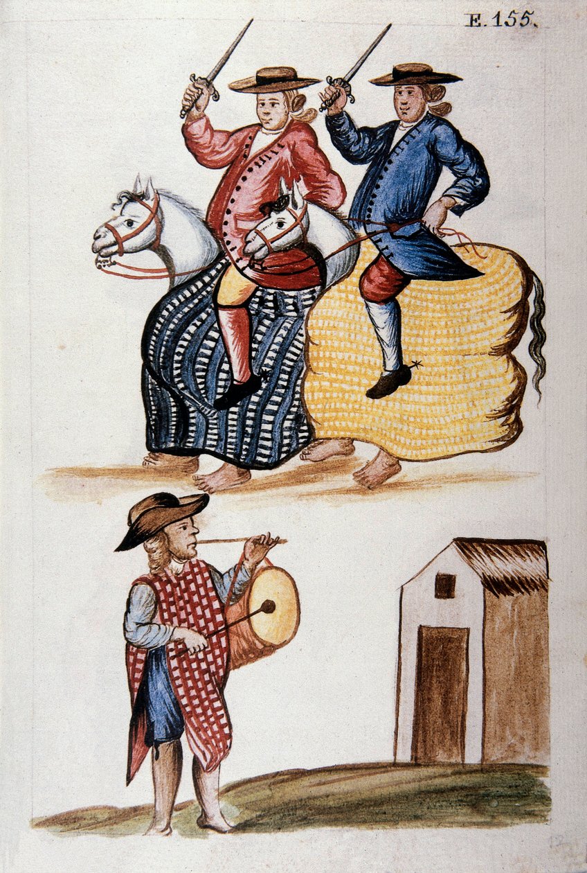 Tanec malého koně z knihy „Trujillo del Peru“ nebo „Códice Martínez Compañón“, od Baltazara Martineze Compañóna y Bujandy, biskupa z Trujillo (1782-1785) od Unknown artist