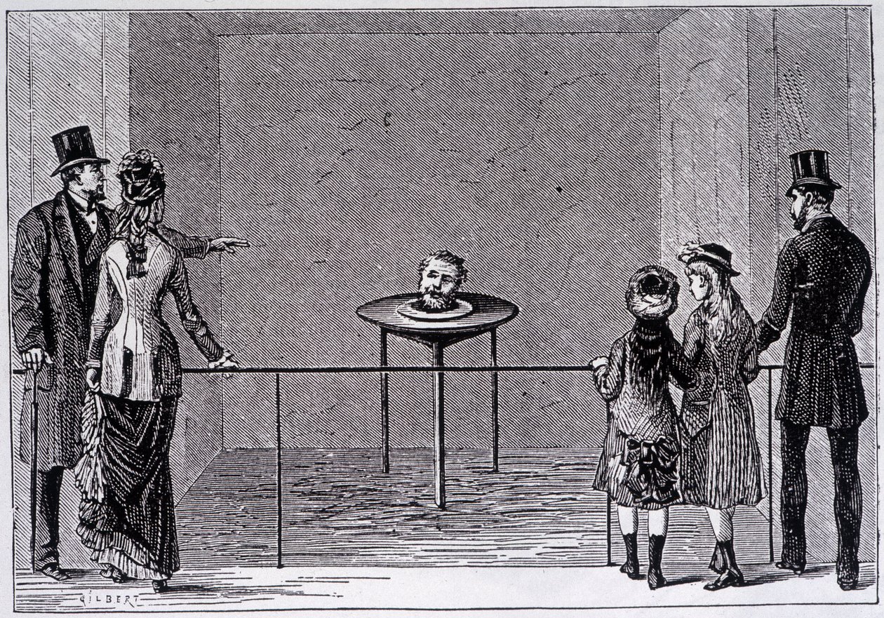 Zkušenosti „decapite parlant“ Roberta Houdina - rytina, konec 19. století od Unknown artist