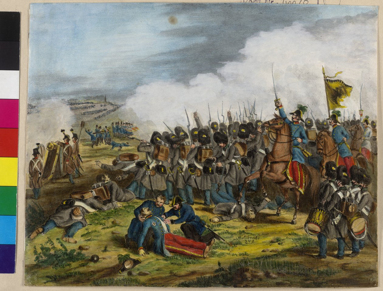 Smrtelné zranění generála Odyssea barona ze Salis-Soglia v bitvě u Verony 6. května 1848. od Unknown artist