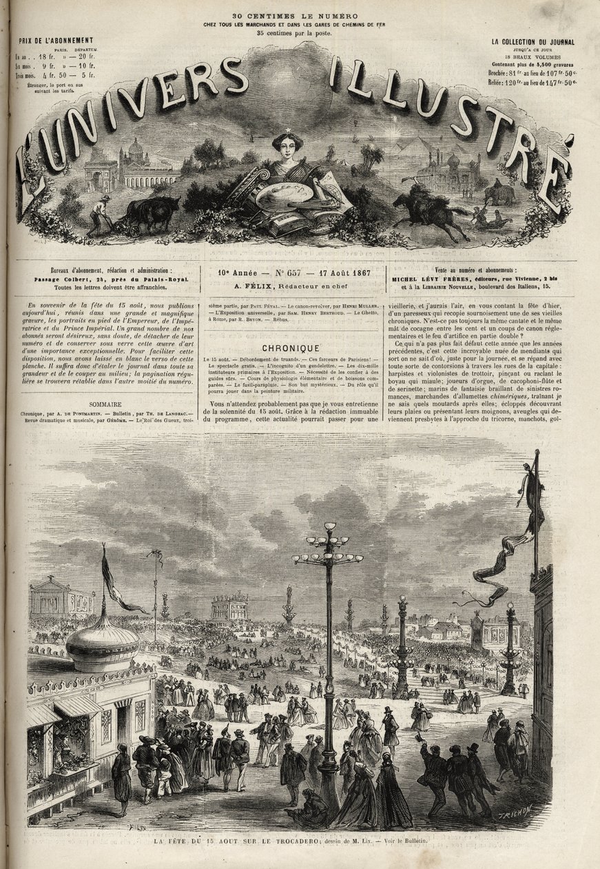 Svátek 15. srpna 1867 na Trocaderu v Paříži - slavný vesmír roku 1867 od Unknown artist