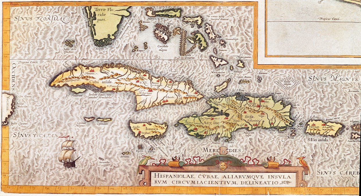 Ostrovy Velké Antily a Malé Antily v Karibském moři (mapa od Unknown artist