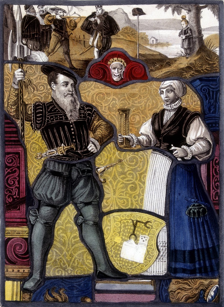 Legenda o Guillaume Tellovi. (William Tell) Rytina ze švýcarského barevného skla, konec 16. století. od Unknown artist