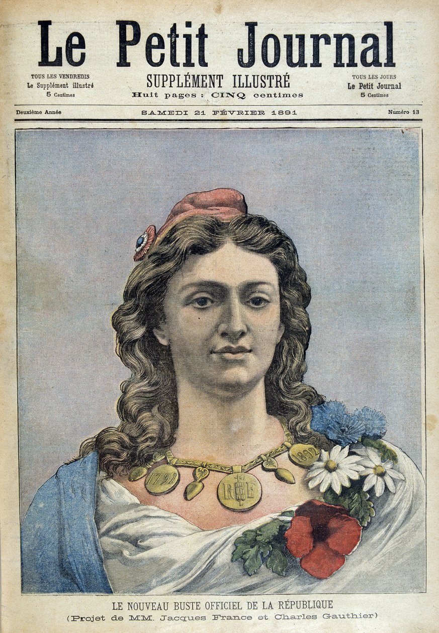 Nová oficiální busta republiky (Marianne) - v „“Le Petite Journal““ z 21.2.1891 od Unknown artist